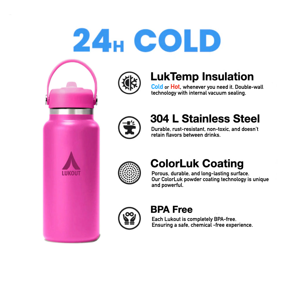 Wide Mouth 946 ml/32 Oz | Straw Handle | DRAGONFRUIT