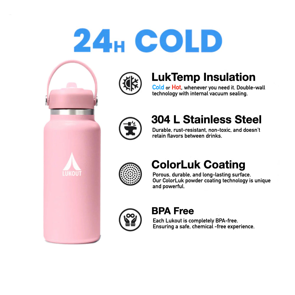 Wide Mouth 946 ml/32 Oz | Straw Handle | SOFT PINK
