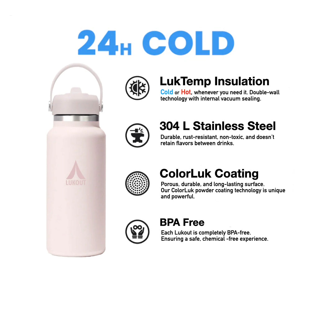 Wide Mouth 946 ml/32 Oz | Straw Handle | PINK MIST